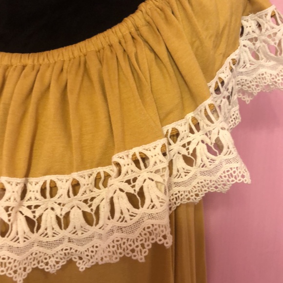 Mustard Tunic Dress With Ruffle Collar. Brand New With Tags - Picture 2 of 7